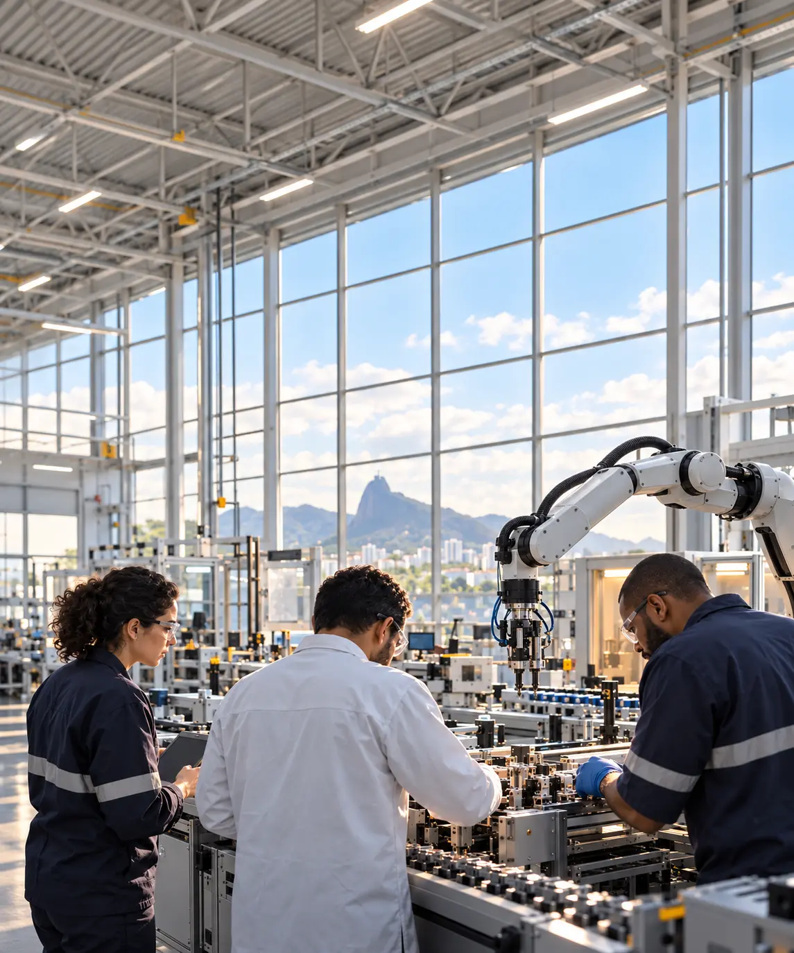 Trabalhadores em um ambiente industrial brasileiro