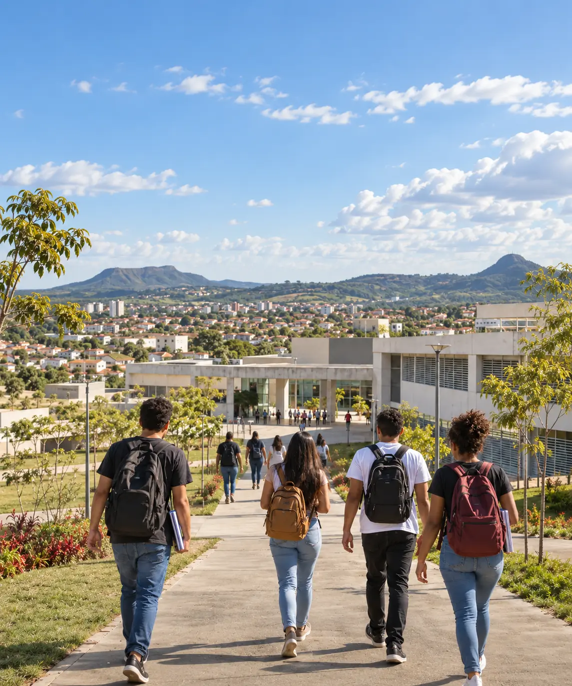 Estudantes em um campus universitário brasileiro