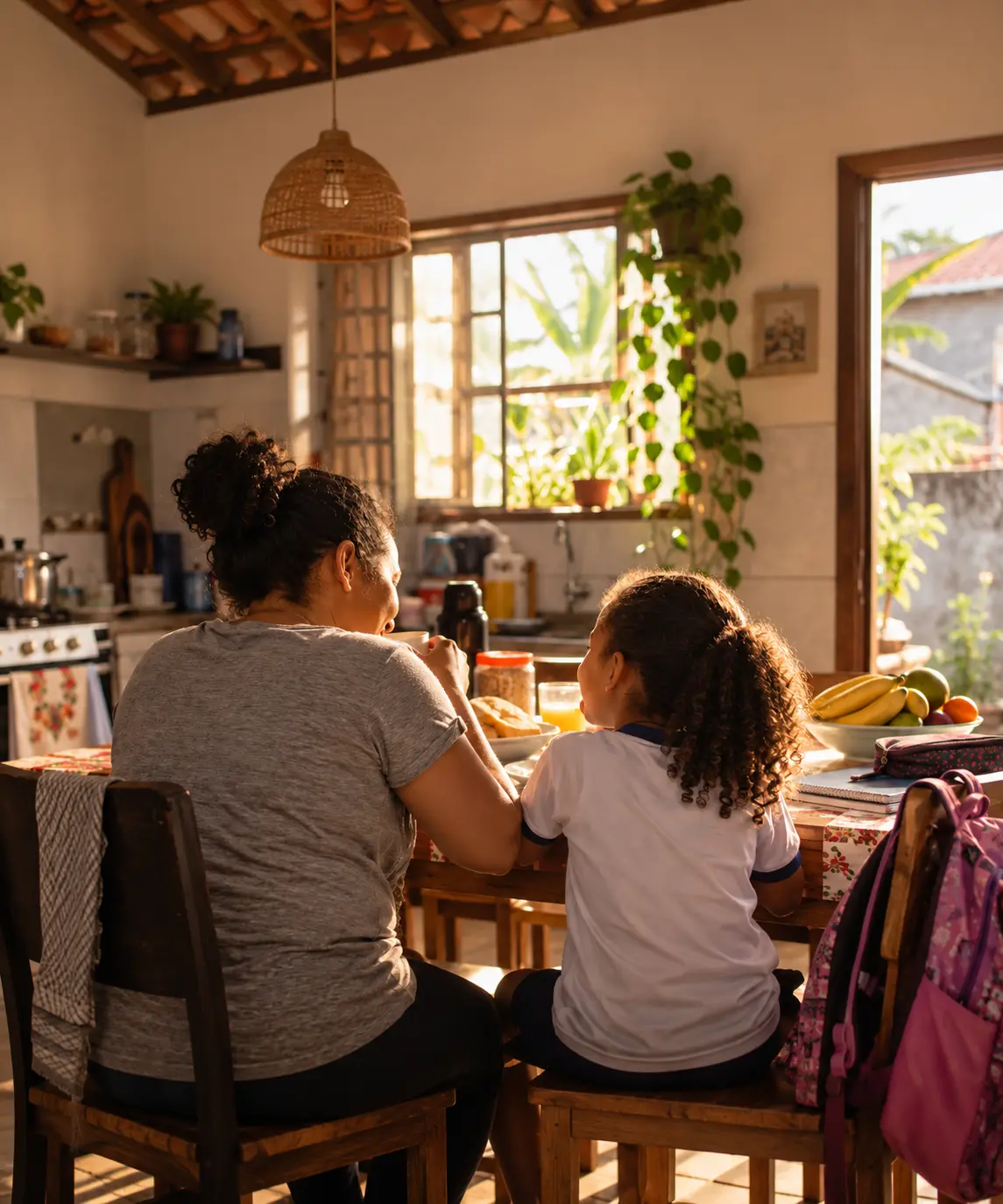 Família reunida em uma cena cotidiana